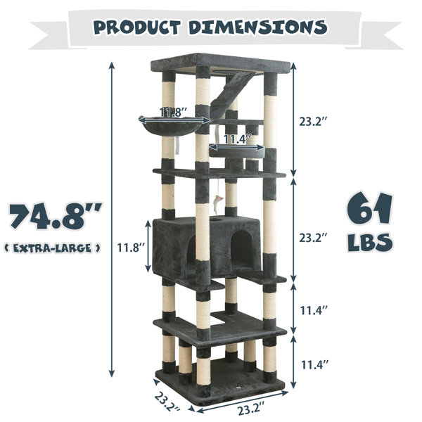 Tucker Murphy Pet™ 75" Amariani Large Cat Tree & Reviews Wayfair